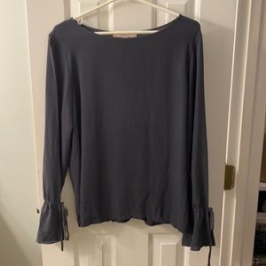 Gray Loft blouse with slit sleeves